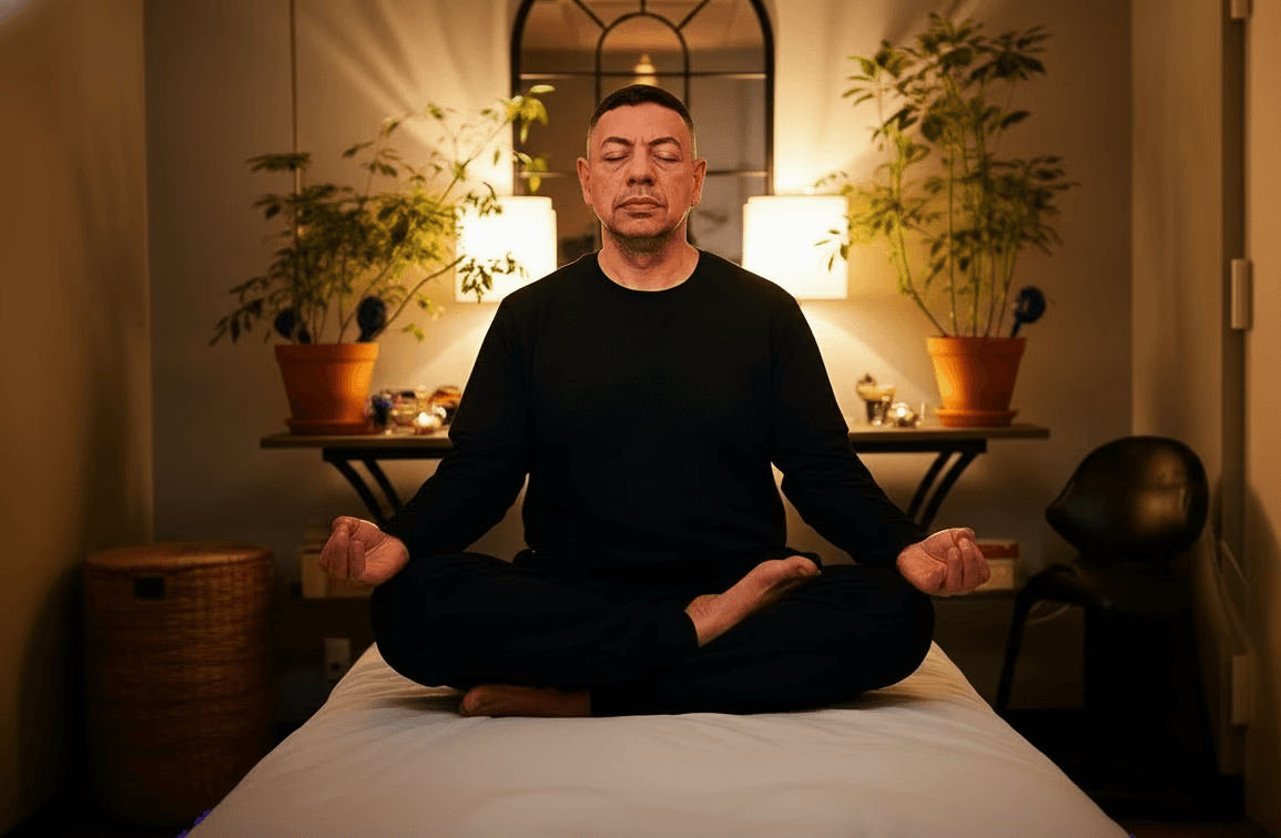 Peter Michel in Lotus Meditative Stance
