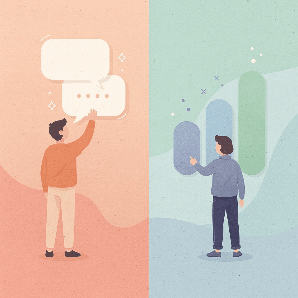 Split scene showing manual document analysis versus AI-powered extraction