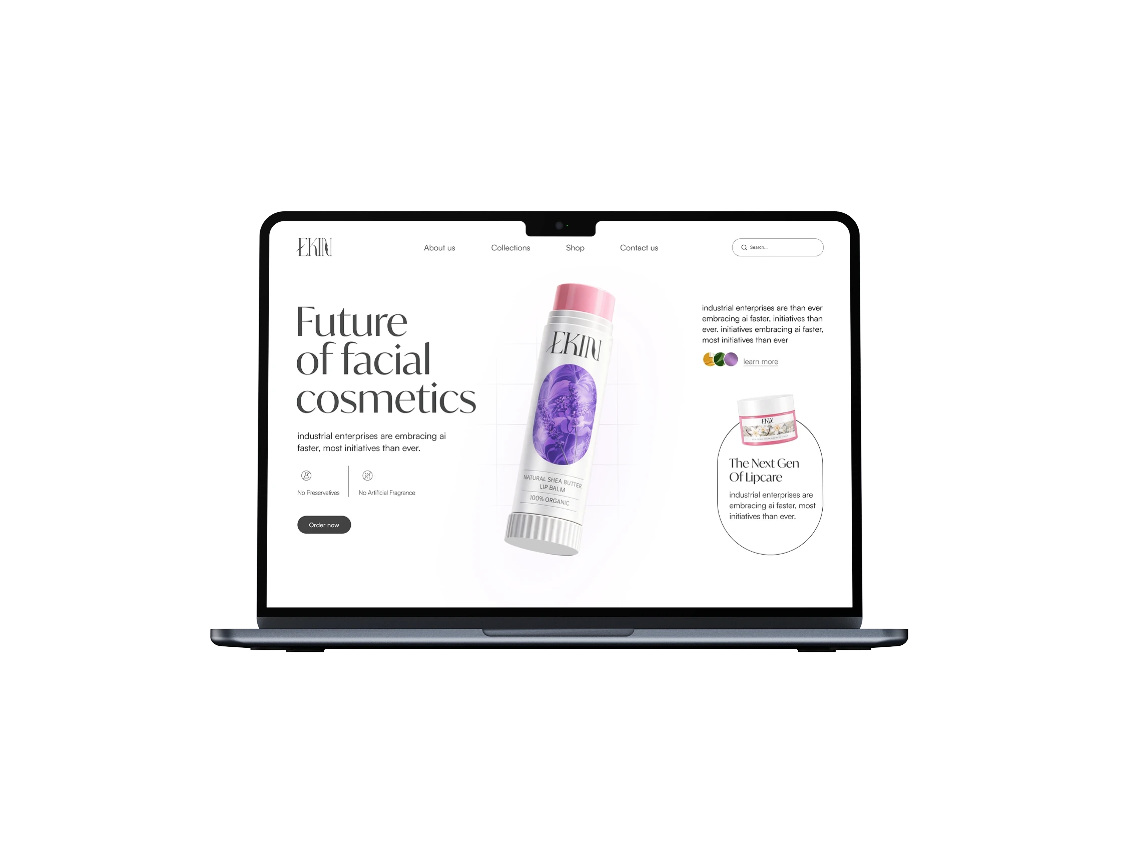 lipstick website shown on laptop screen with complete ecommerce