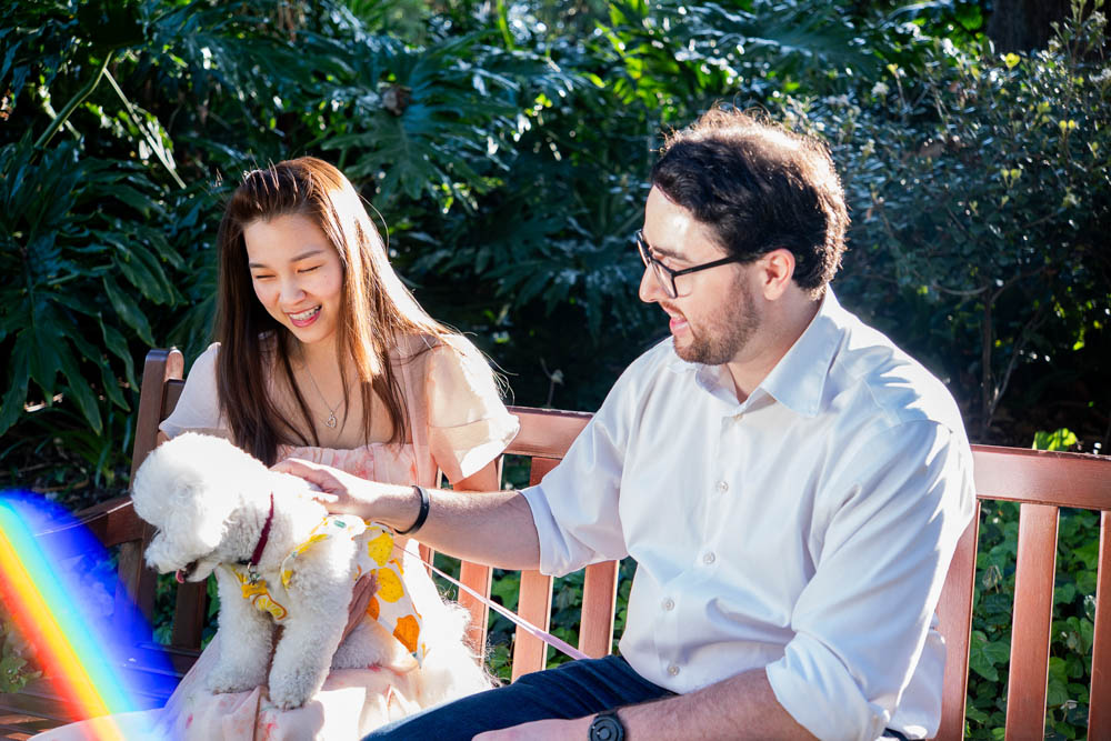 Charlie & Tim’s joyful couple session with their poodle Bubbles, captured by To Love Studio — full of light, laughter, and love.
