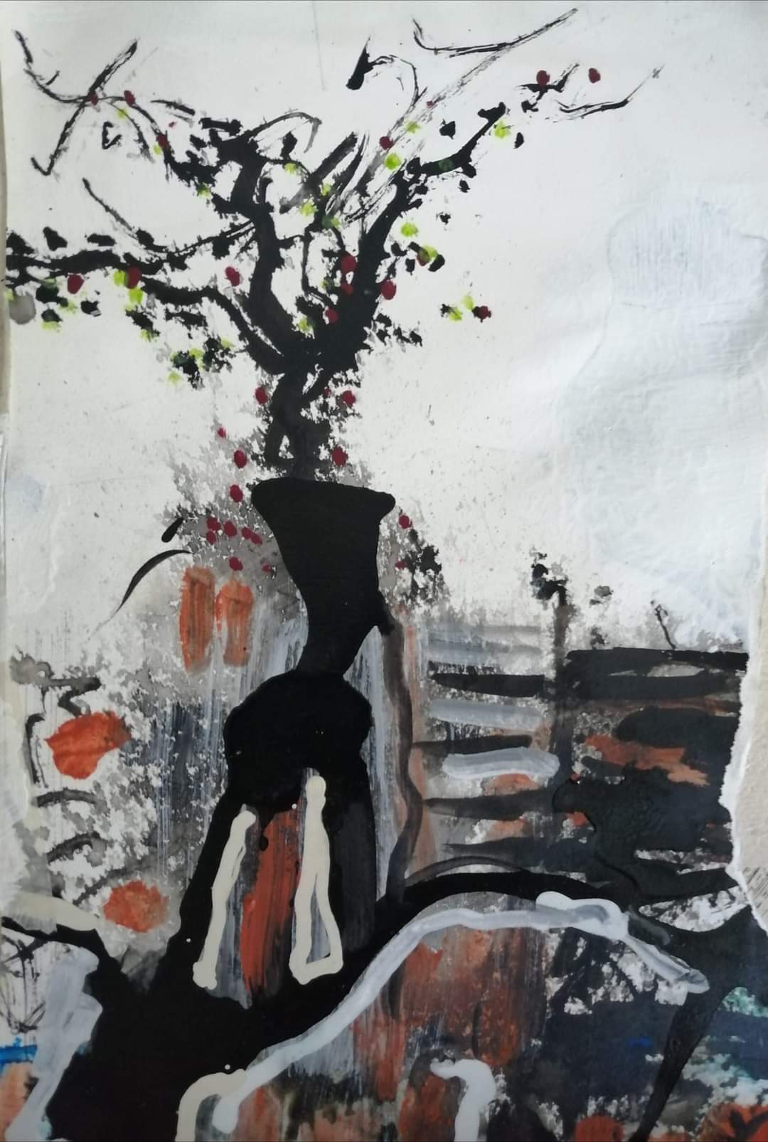 In de schoot van mijn moeder | inkt op papier | 60x30cm