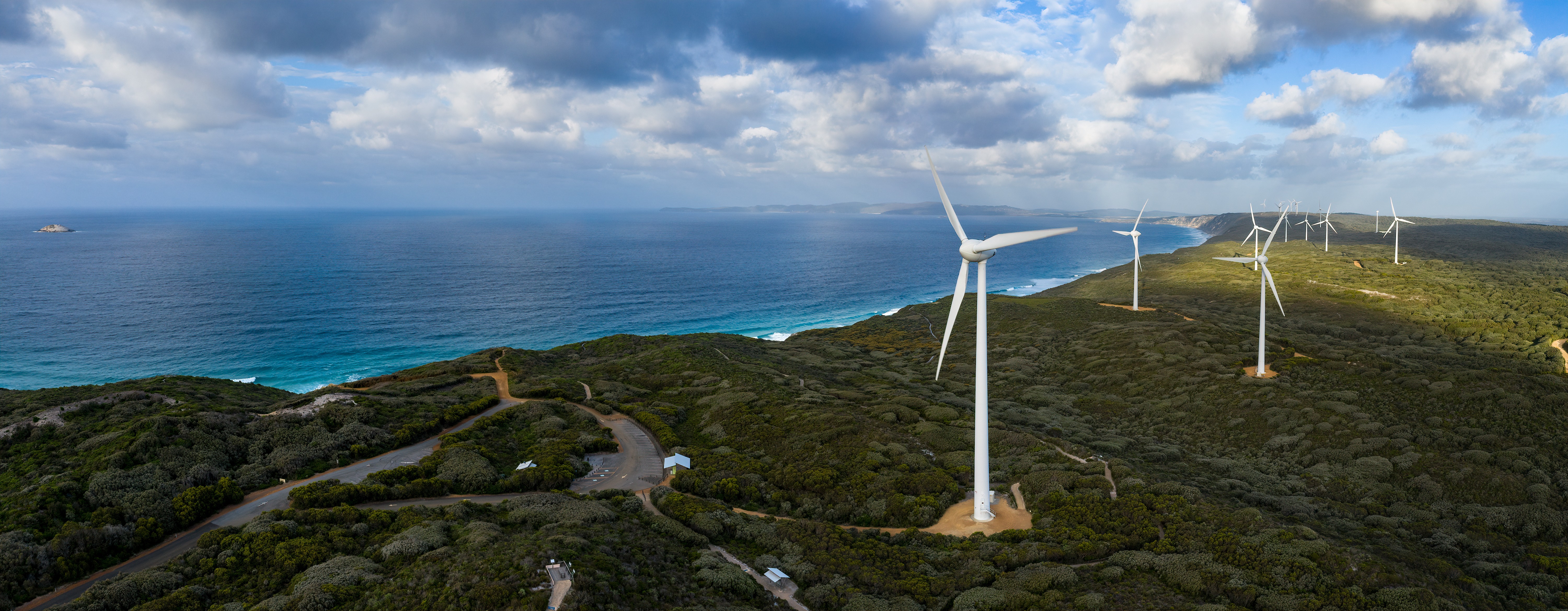 Wind turbines along the Australian coastline