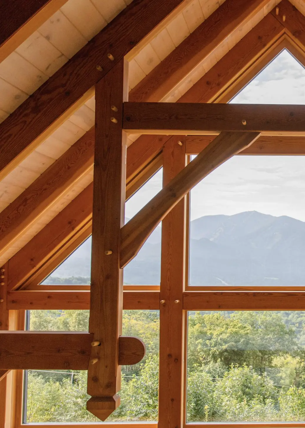 Timber frame architectural dowel detail