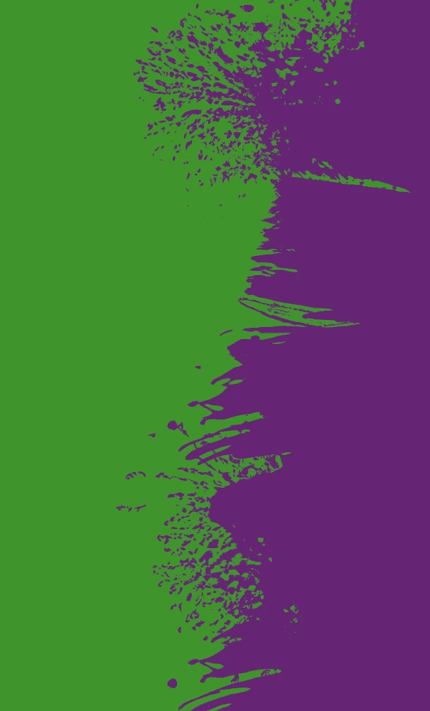 Explosion de l'encre violette sur la verte