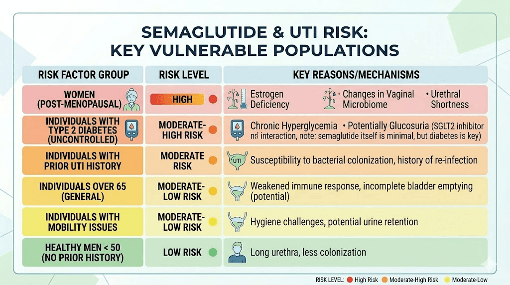 UTI risk factors for semaglutide users chart by demographic