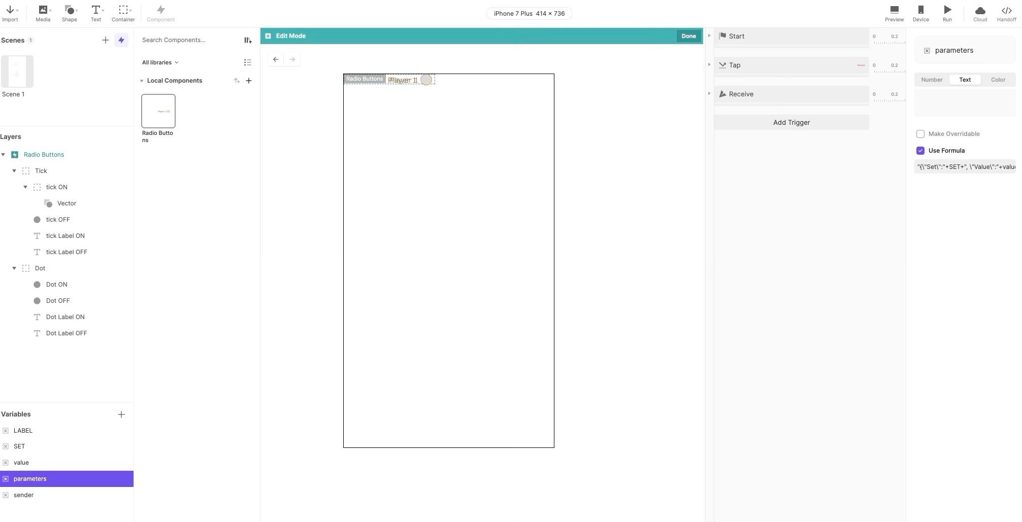 Create component variables