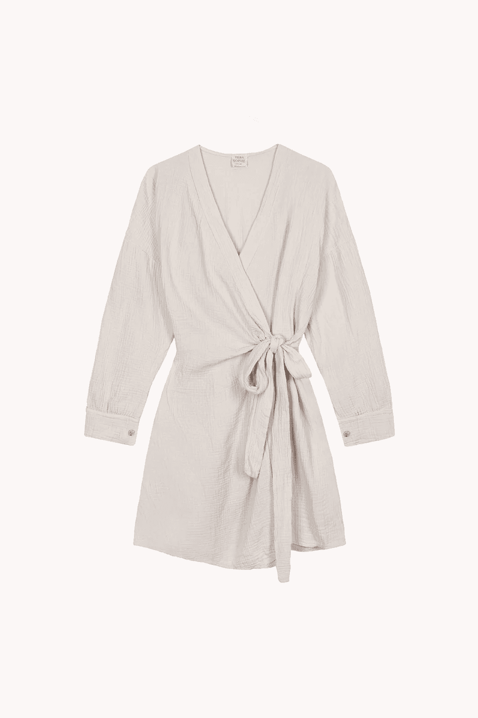 Taupe textured wrap dress