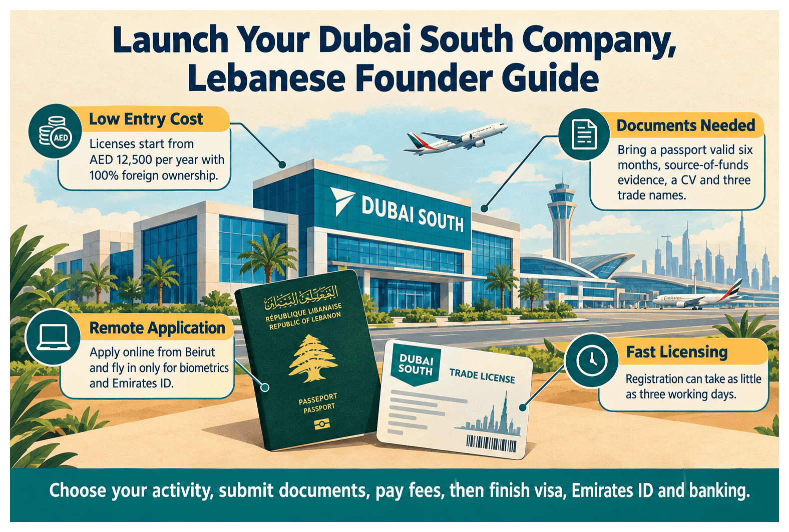 Infographic: How to Set Up a Company in Dubai South as a Lebanese National