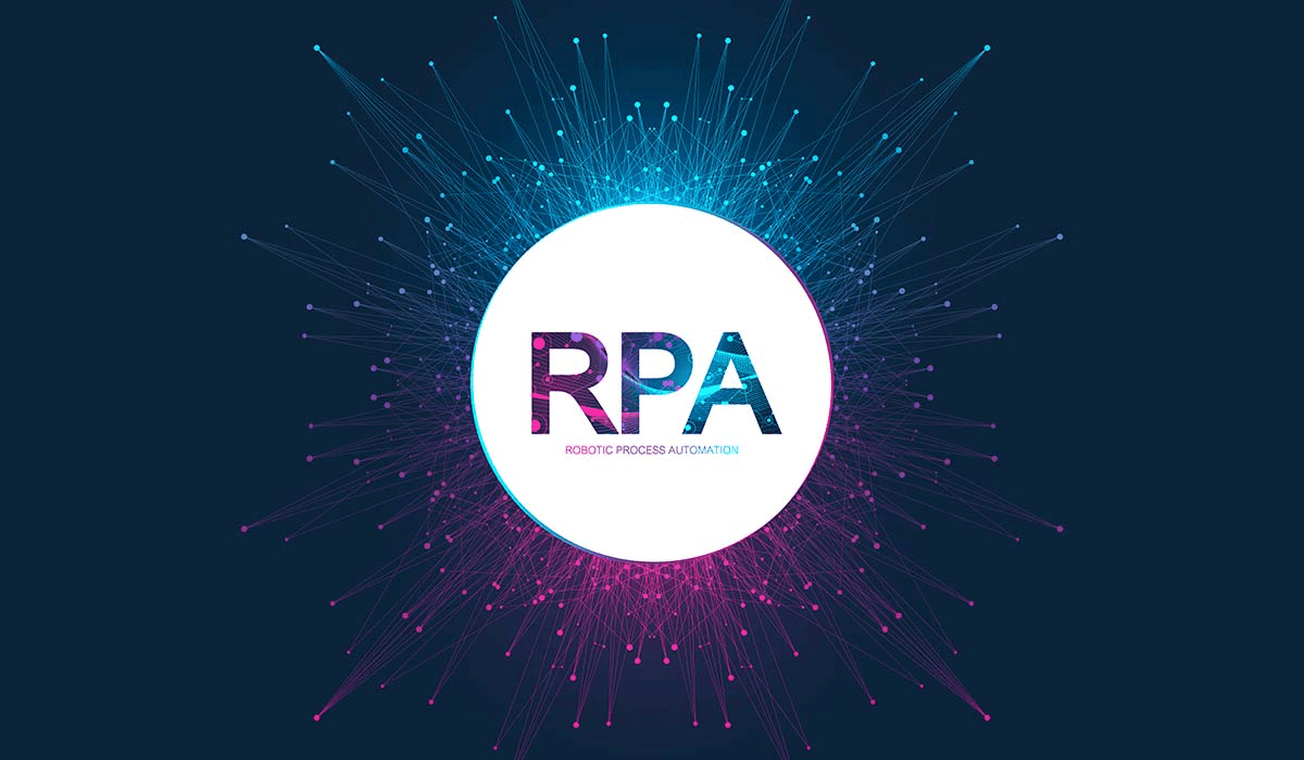 RPA escrito em fundo tecnológico brihante