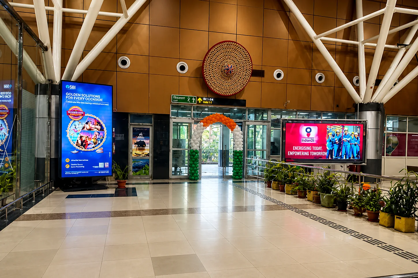 SBI and IndianOil branding at Dibrugarh airport