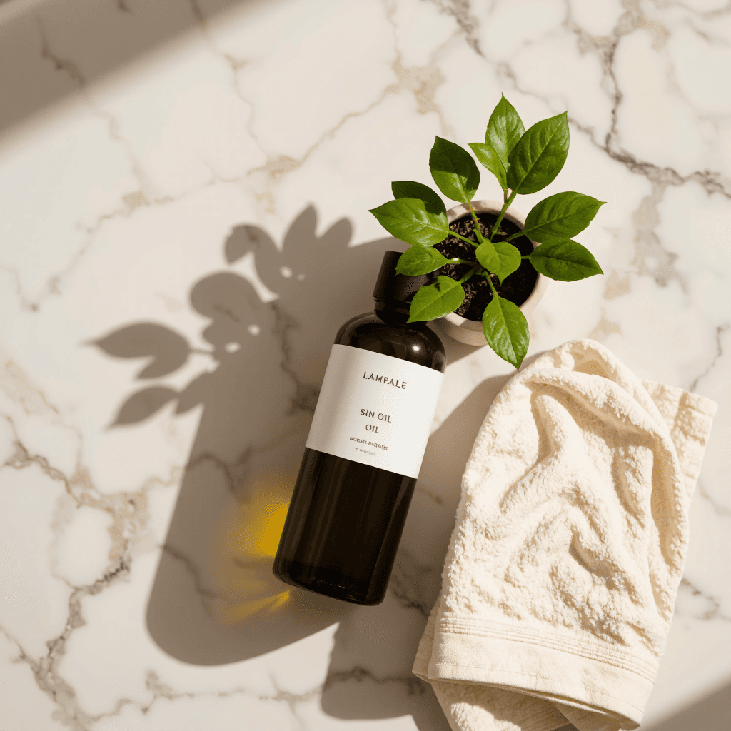 product photography of bottle of oil