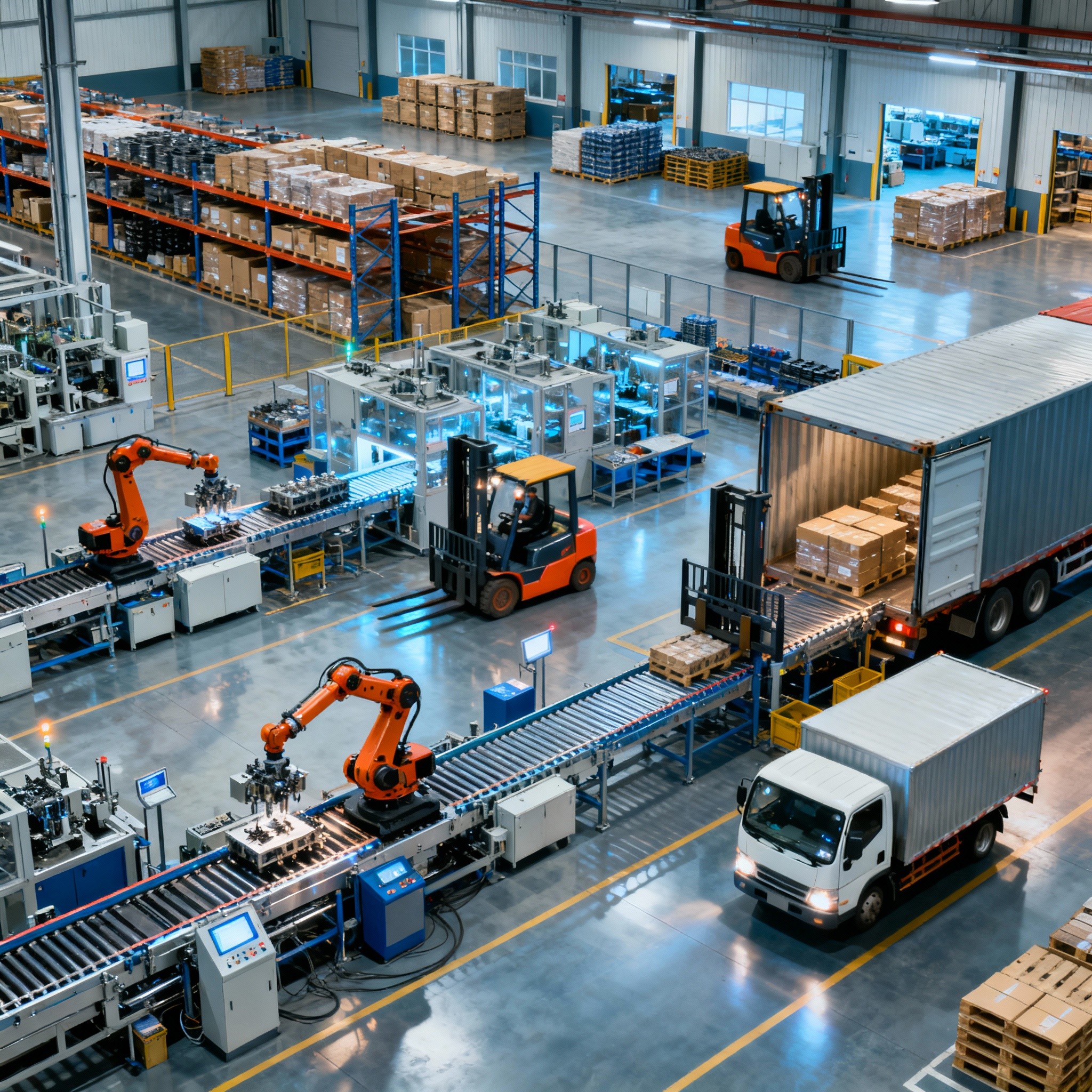 Apples in a factory conveyor belt.