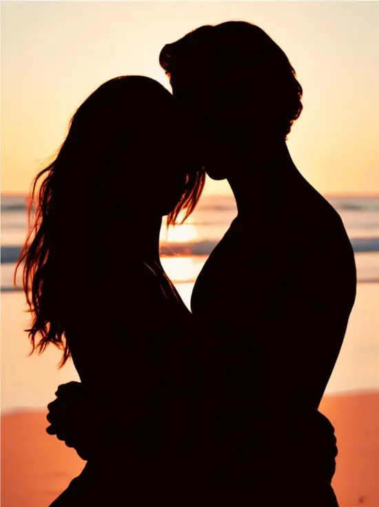 Romantic couple hugging via AI silhouette maker