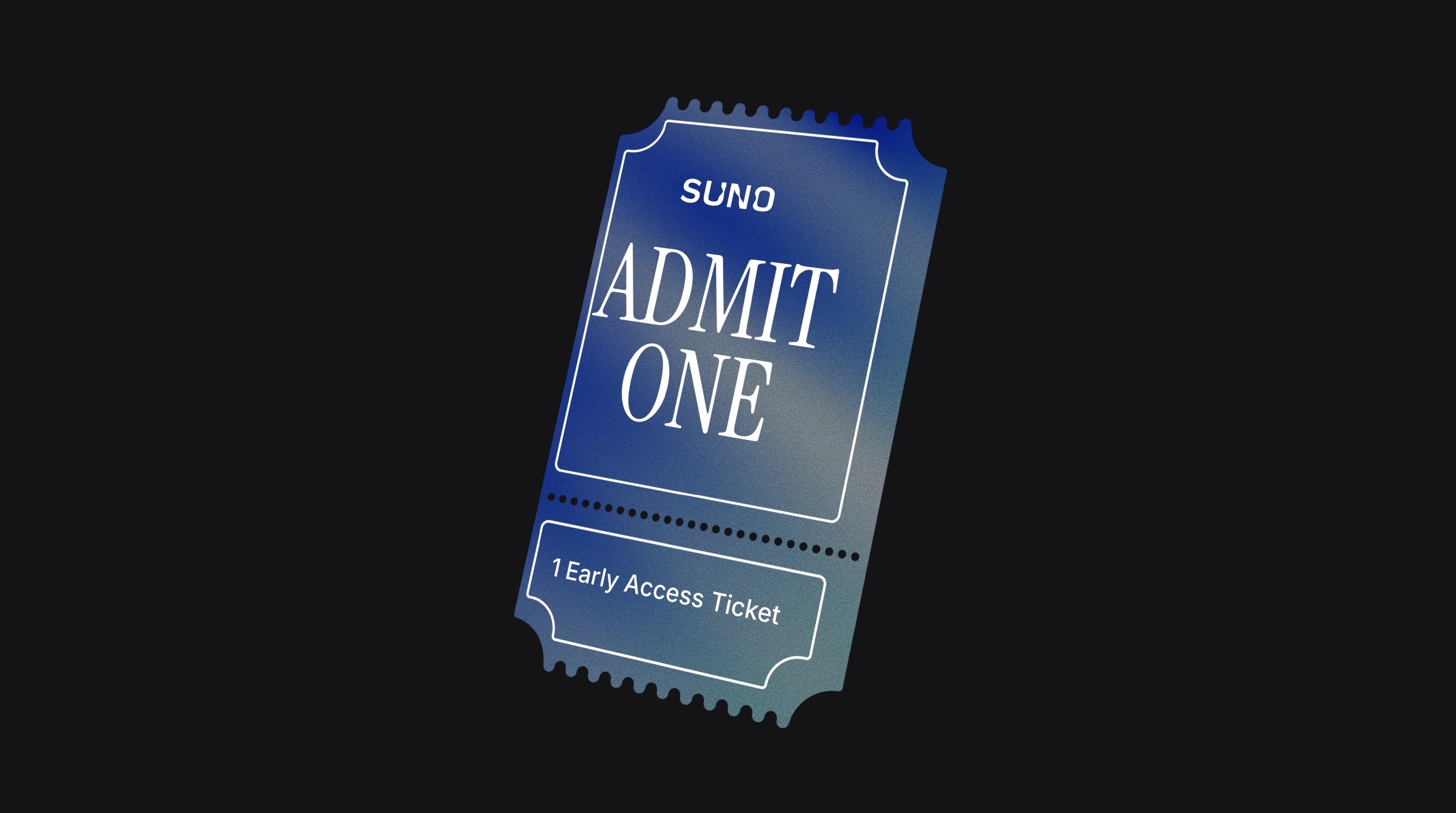 3D-rendered early access ticket with gradient blue design