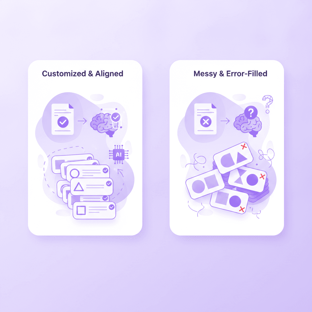 Custom AI flashcards compared to inaccurate crowdsourced study sets
