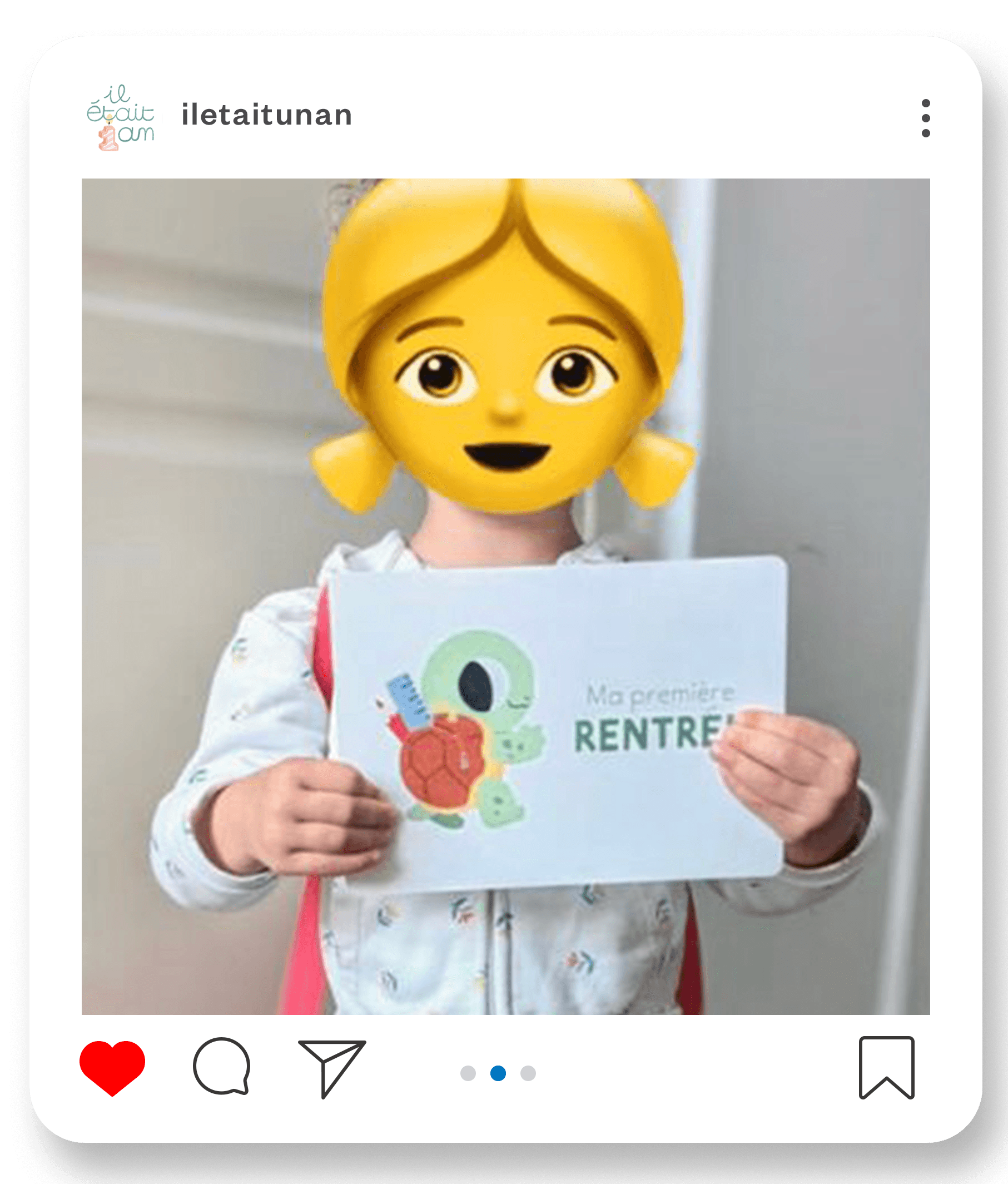 image post insta carte dans les mains d'une fillette