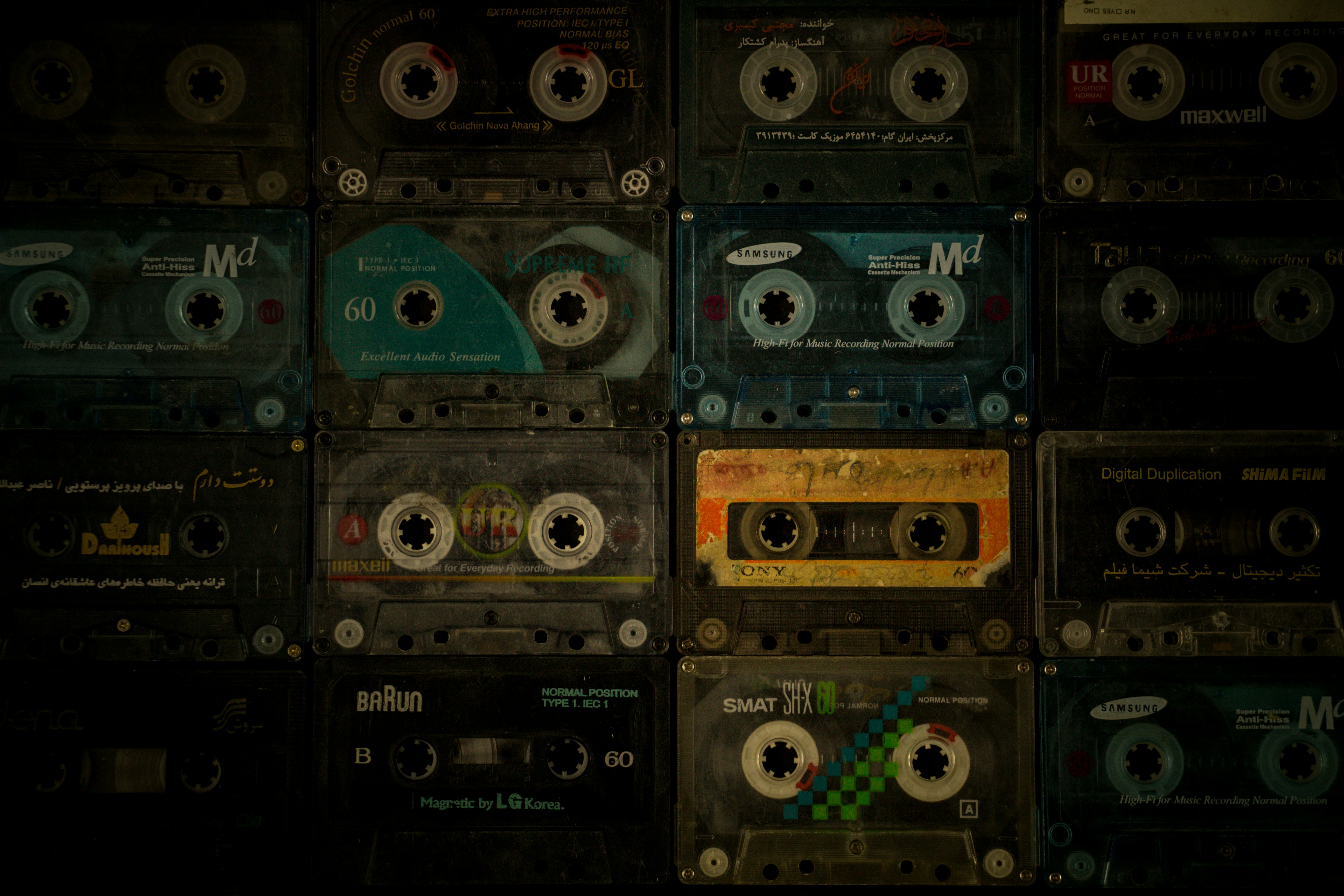 black and blue cassette tape