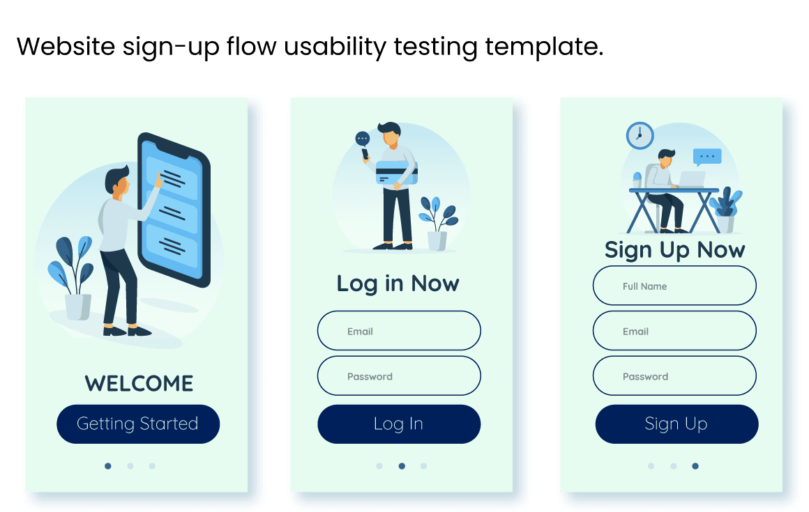 Website sign-up flow usability testing template