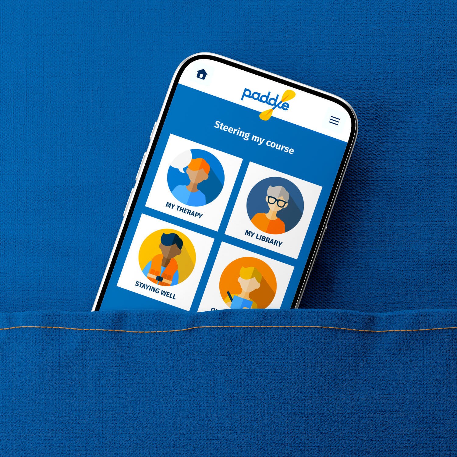 Paddle therapy app interface showing patient support features and secure messaging