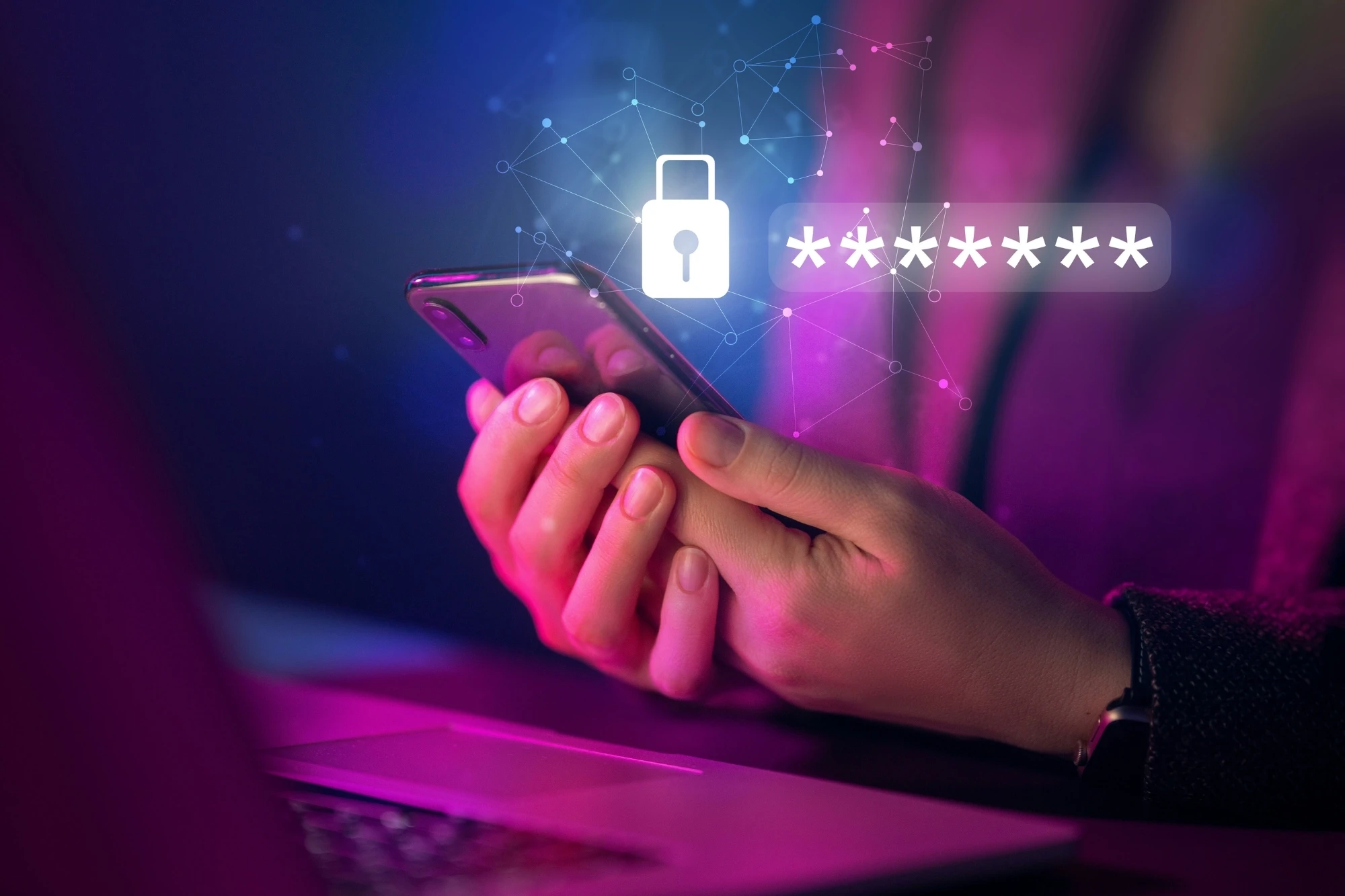 Smartphone mit Passwort und Schloss-Symbol – Schutz von Zugangsdaten