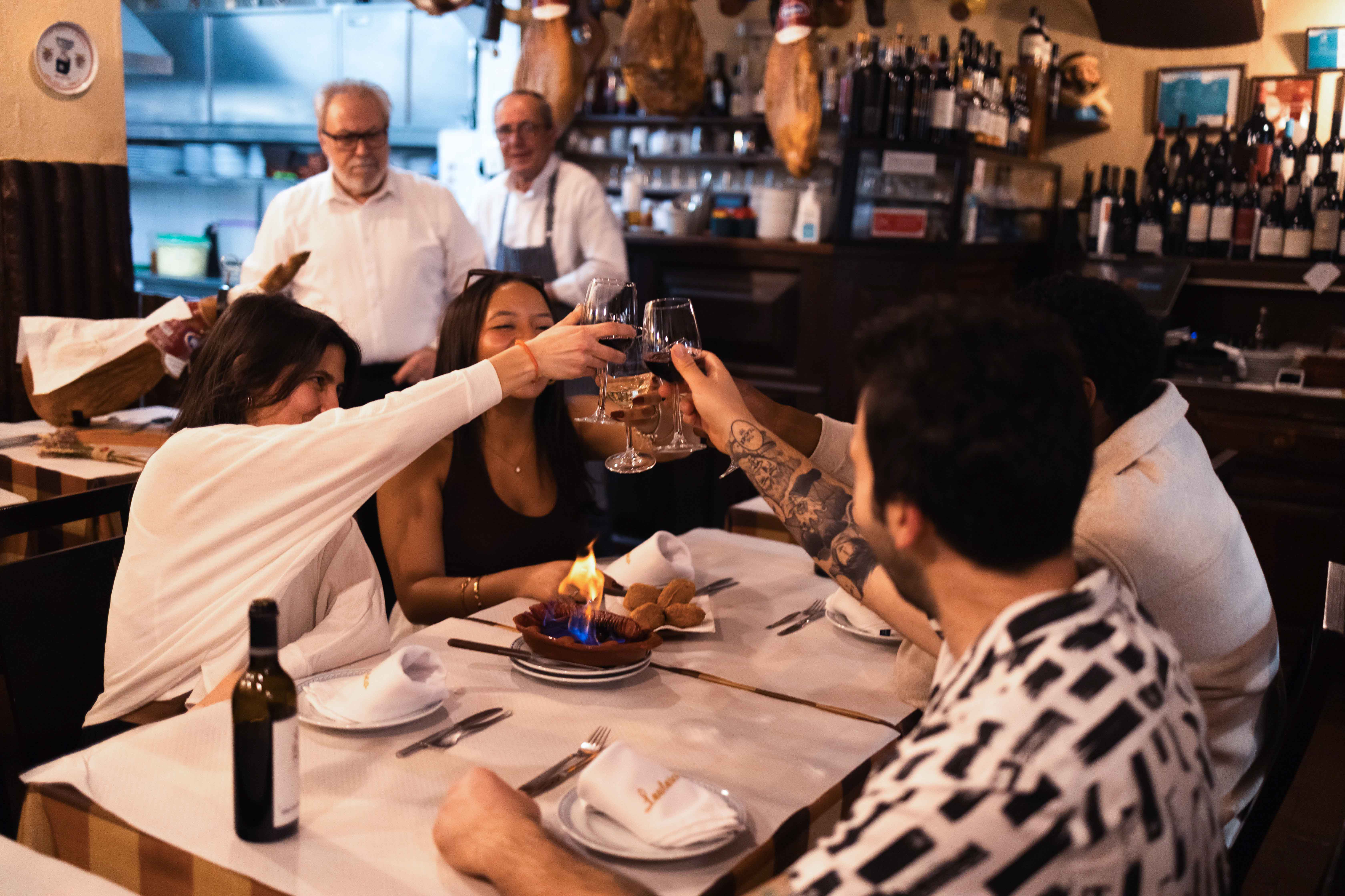 Drone shot of a running track at night