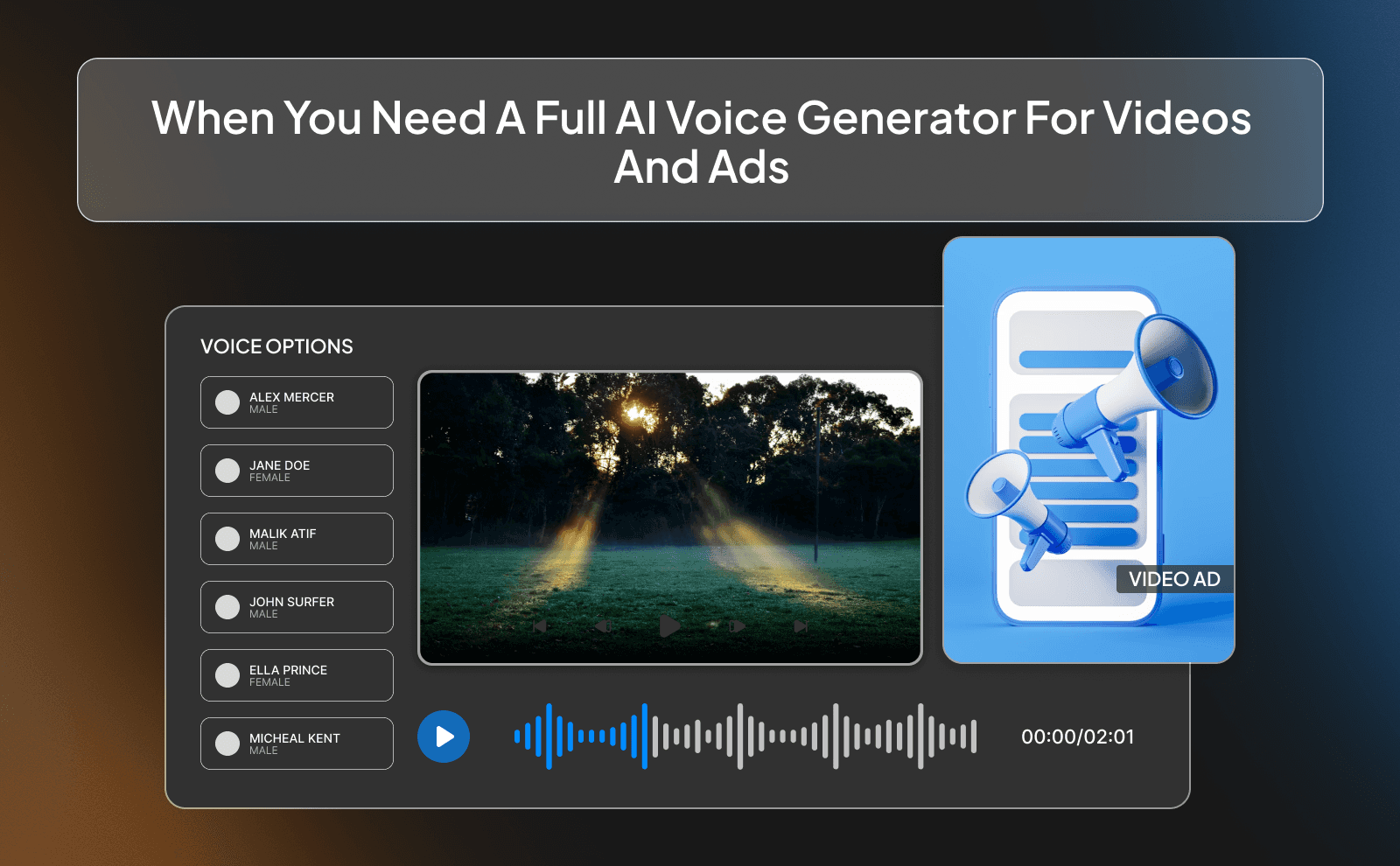 When you need a full AI voice generator for videos and ads