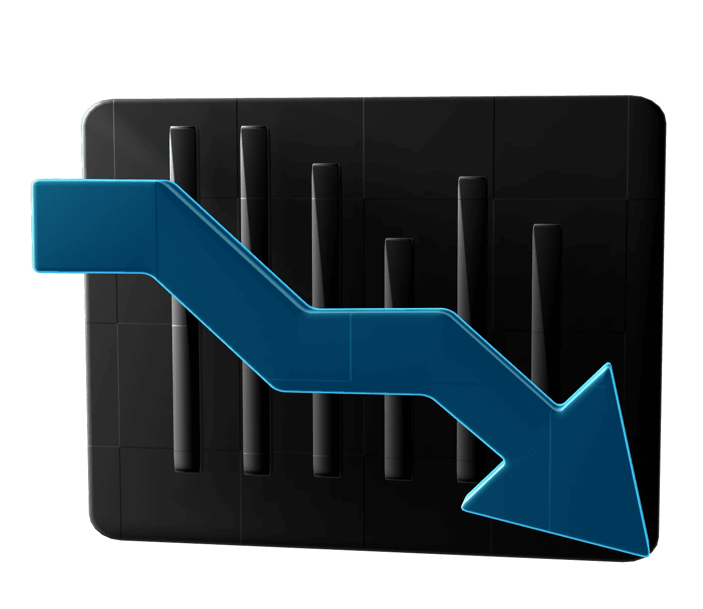 Graph showing a downfall in efficiencies and profits
