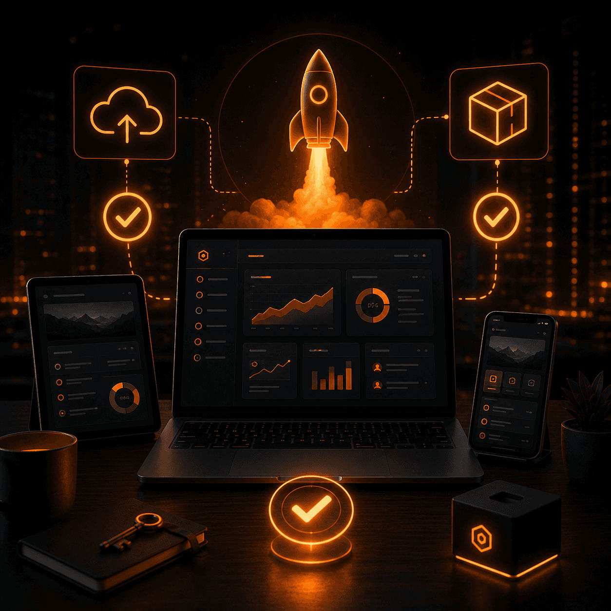 Illustration of the finished product going live