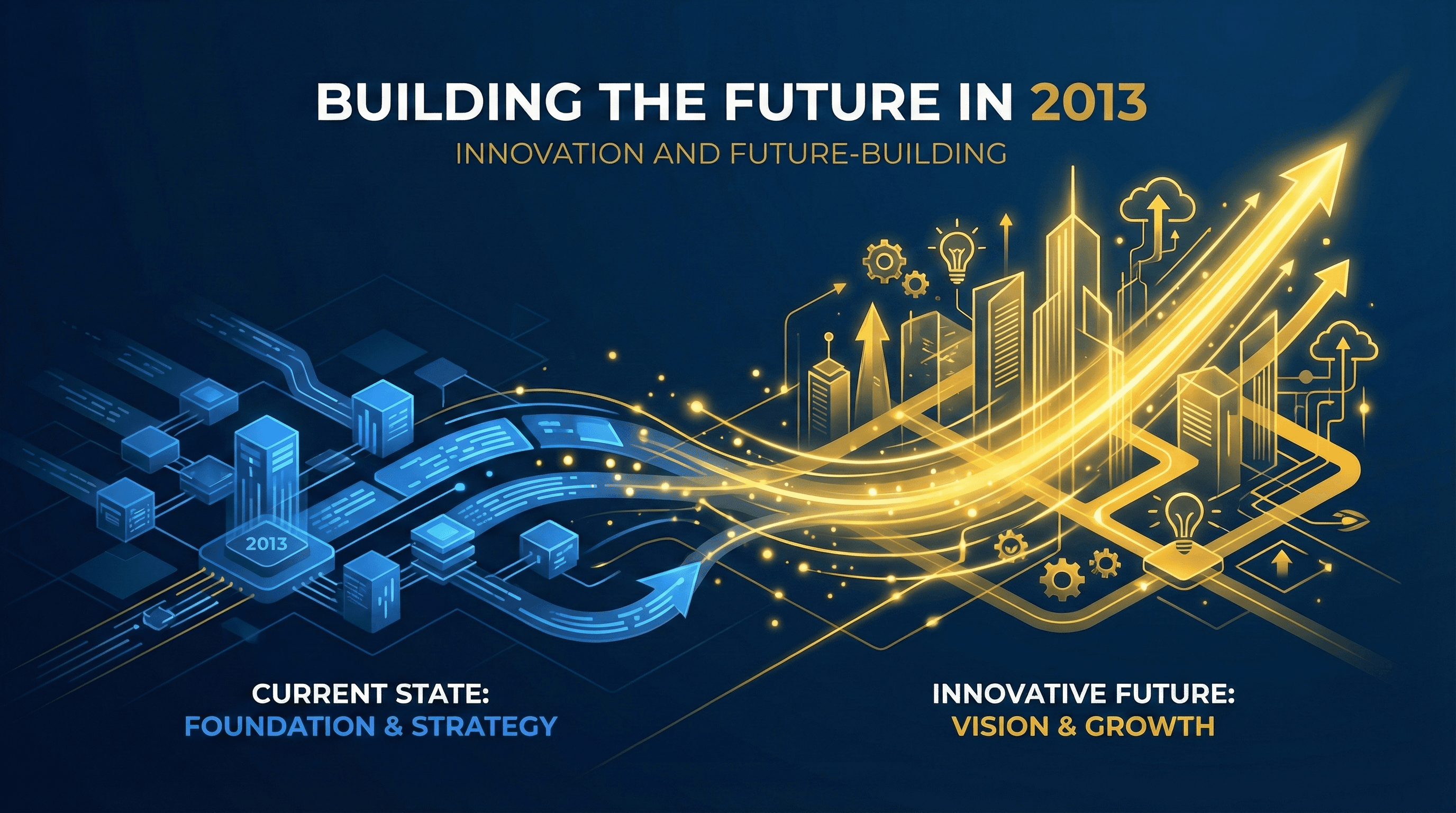 Building the Future in 2013 - innovation visualization with strategic blue and Michigan maize branding