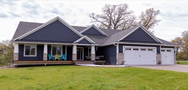 New house with blue siding