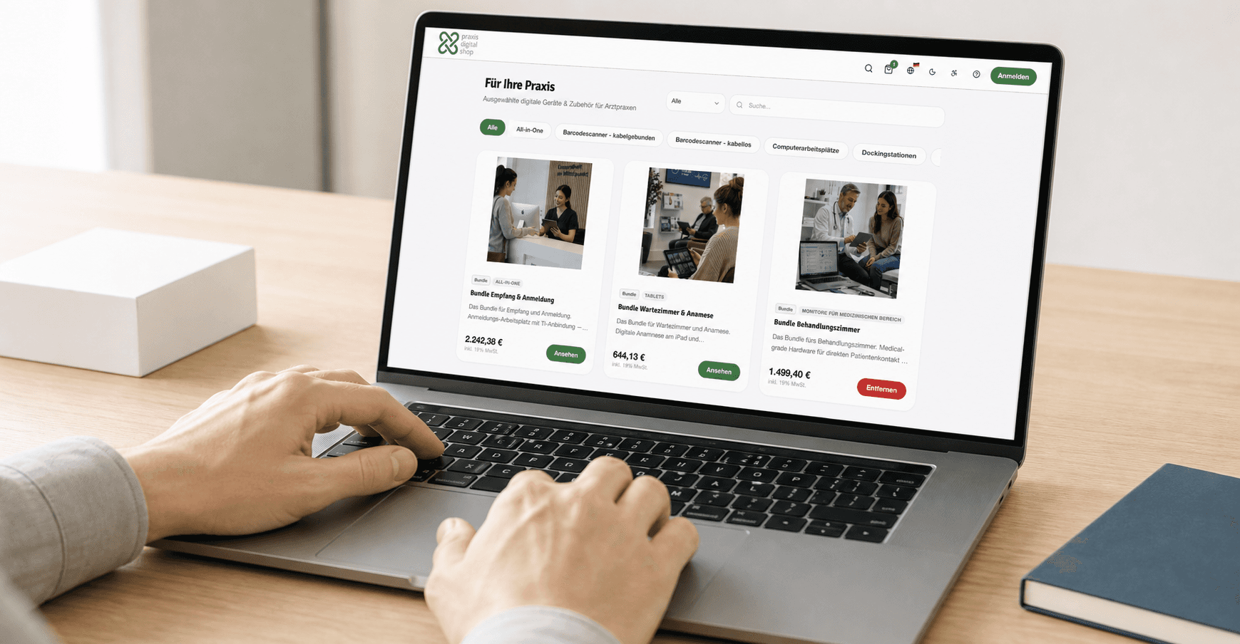 Webshop auf einem Laptop