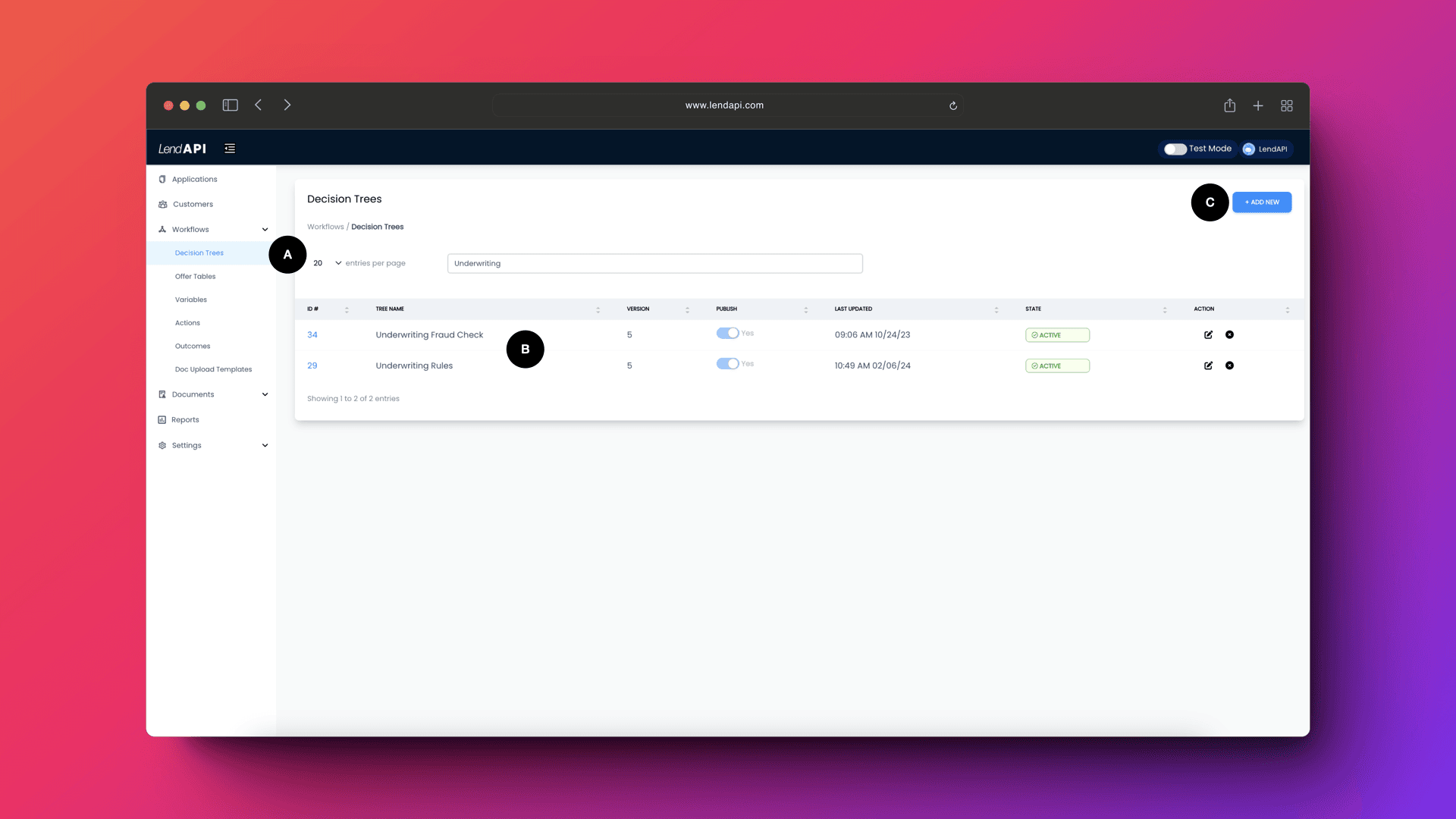 LendAPI Documentation - Decision Tree Builder