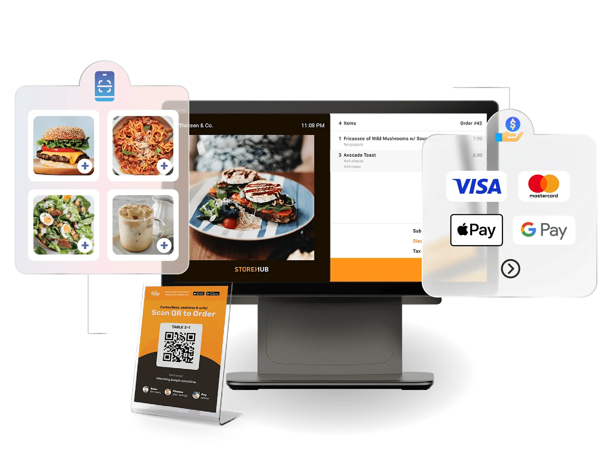 StoreHub a POS supporting Apple pay, GrabPay, and major credit cards for retail and F&B.