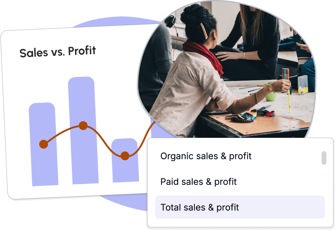 Graphic illustrating feature to track paid sales