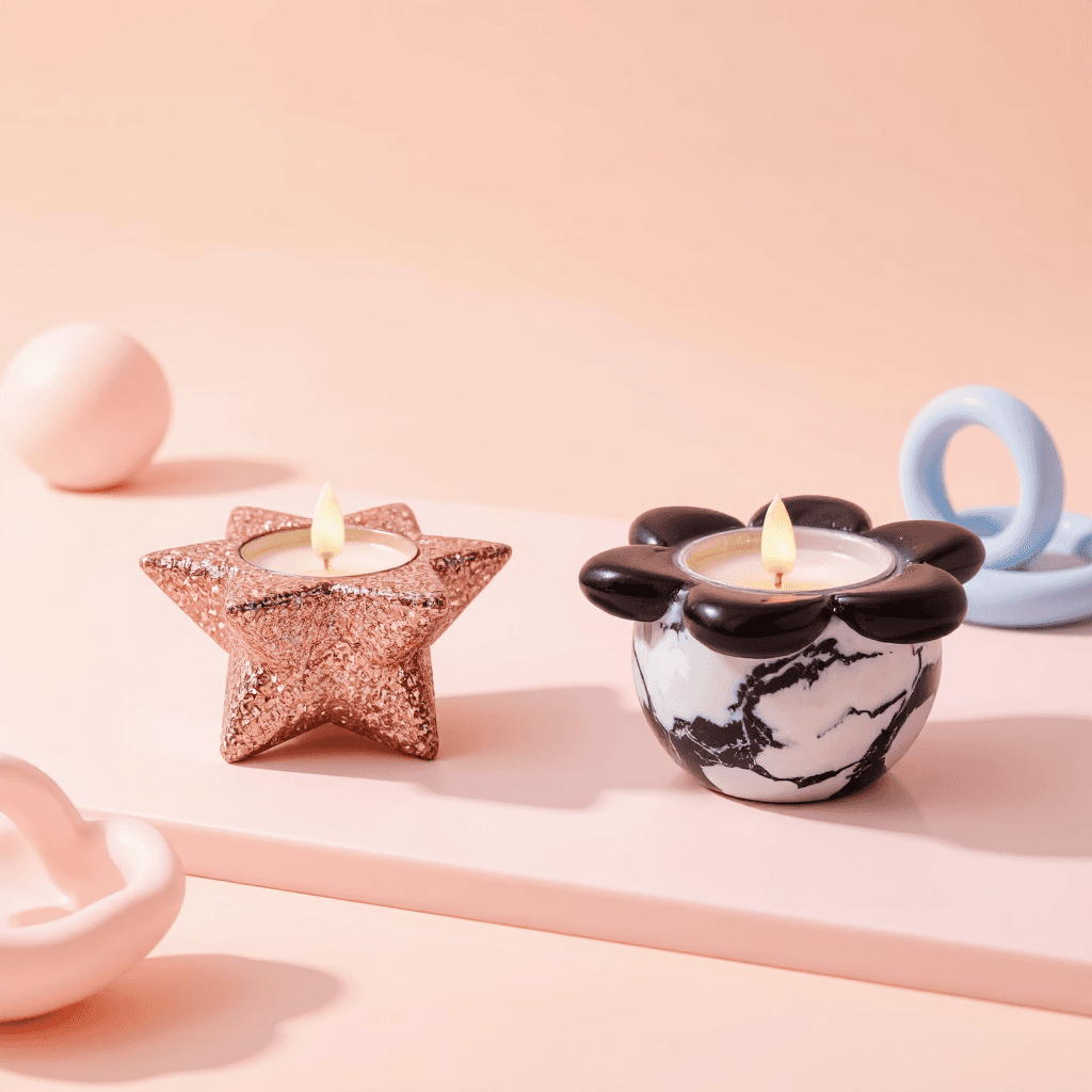 product photography of set of decorative candle holders