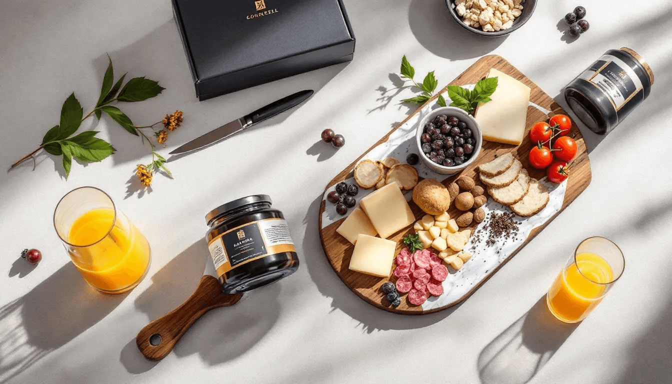 Gourmet gifts including artisan cheese and charcuterie boards for food-loving executives.