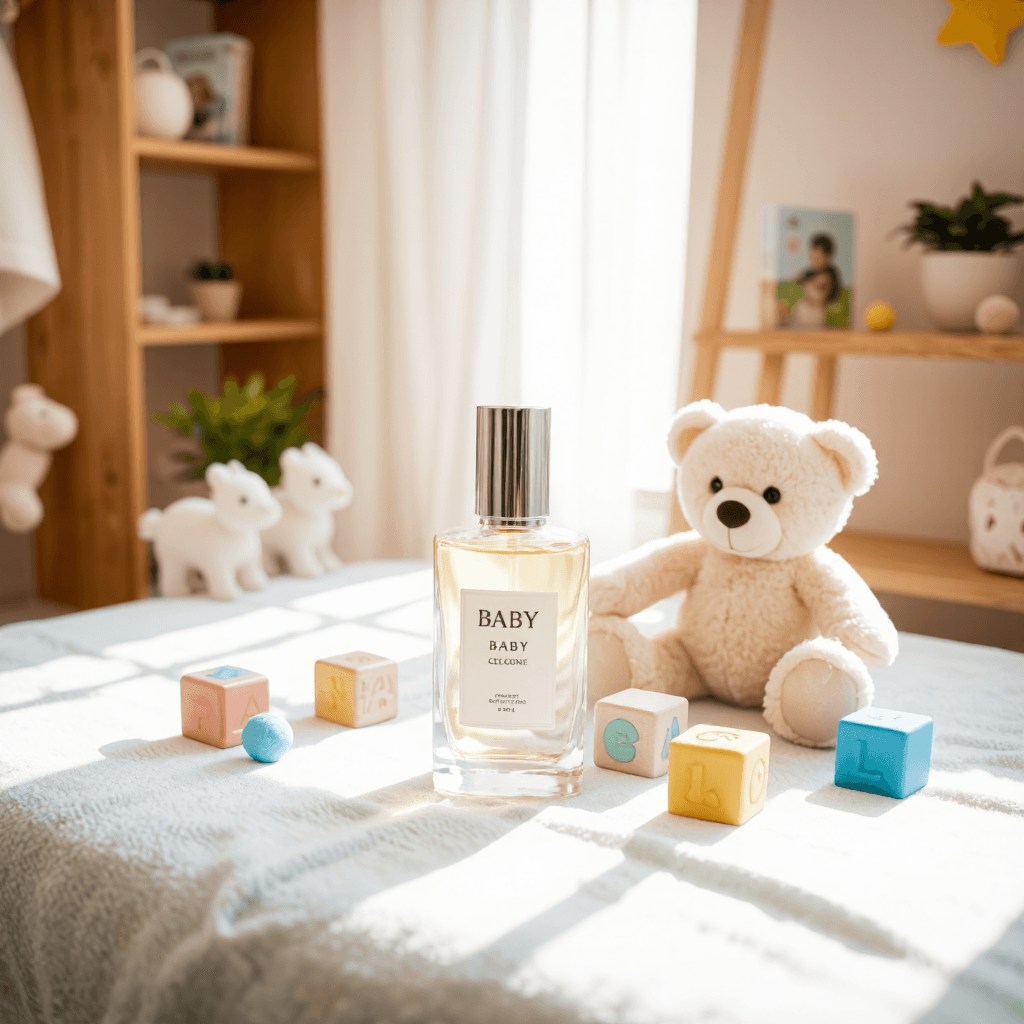 product photography of baby cologne bottle