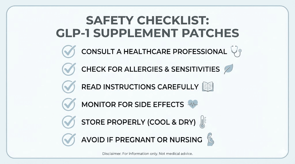 GLP-1 supplement patch safety checklist and precautions