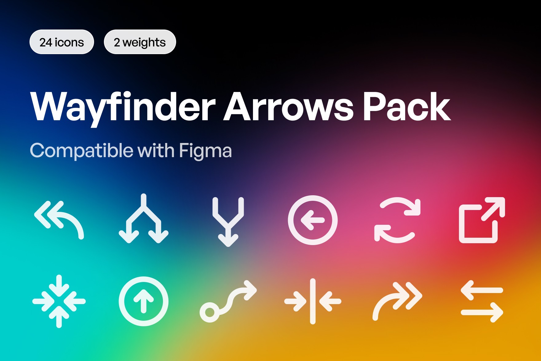Overview of Wayfinder Arrows Pack, showcasing a versatile collection of sleek monochrome arrow-themed icons for precise navigation.