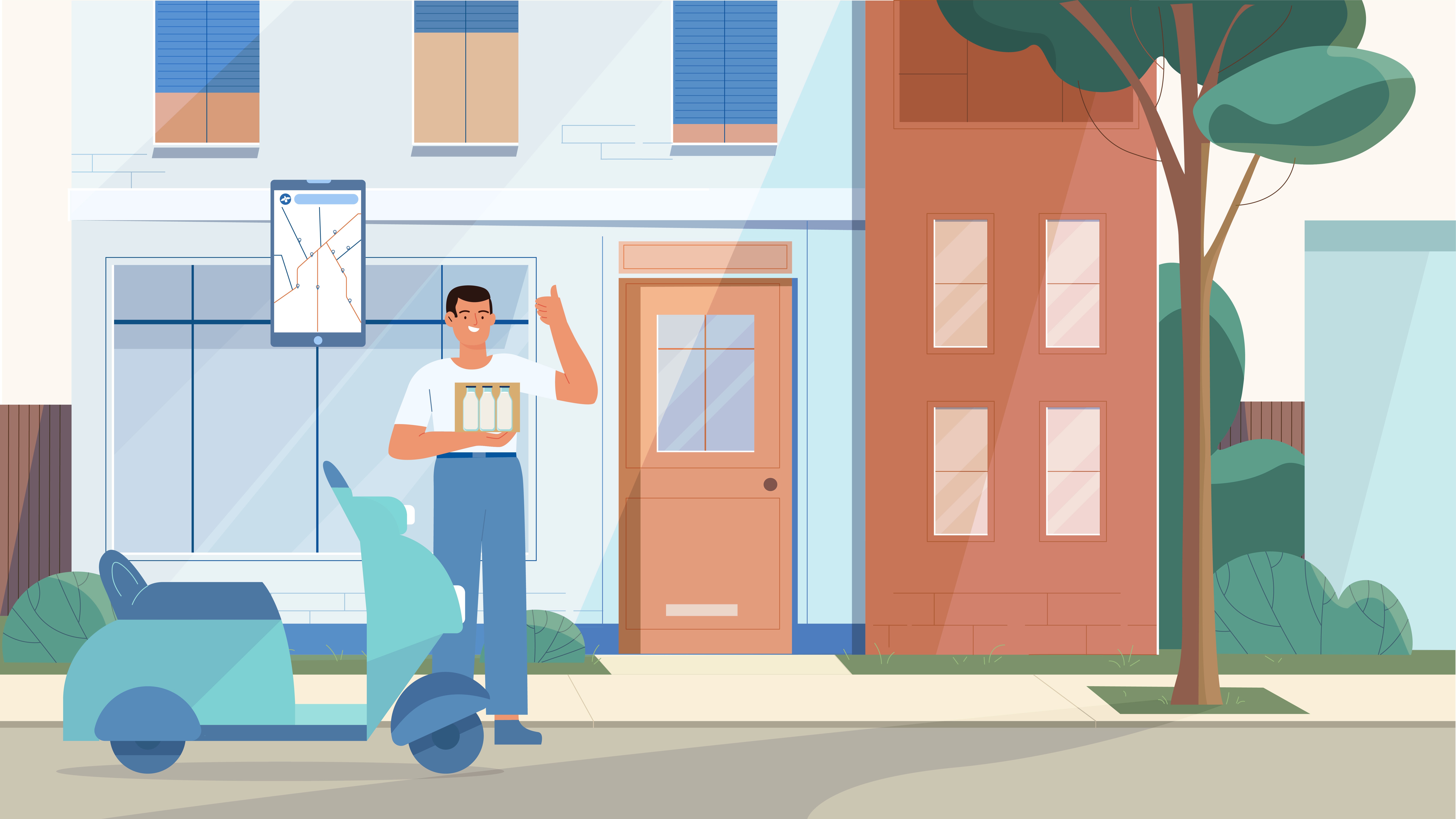 a group of people walking on a sidewalk