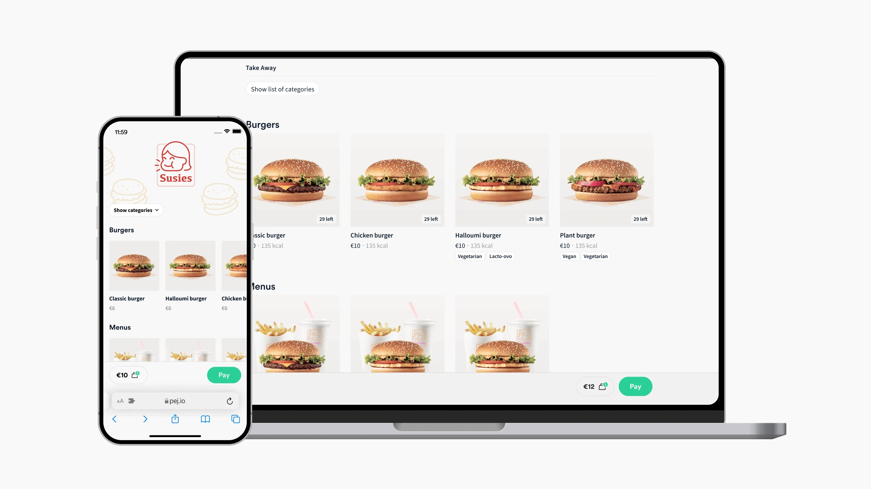 An ordering app and web solution