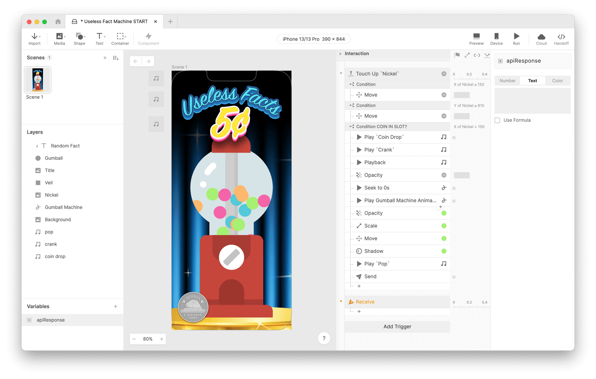 In the variable’s properties in the top-right of Studio, click Text.