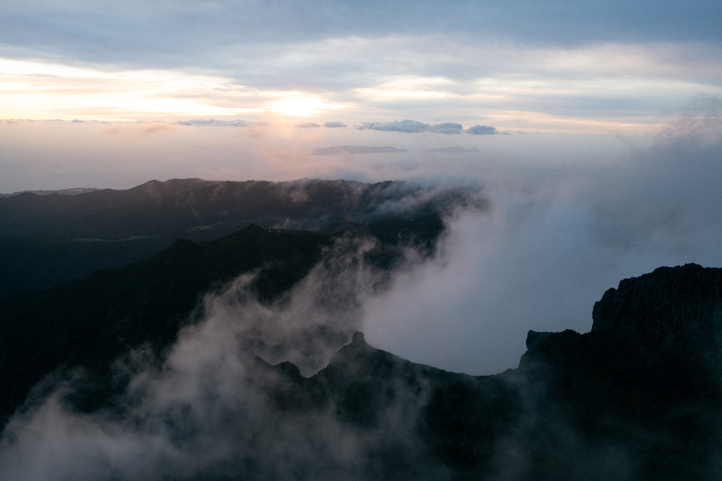 sunset elopement Madeira island with cliff and ocean in soft light