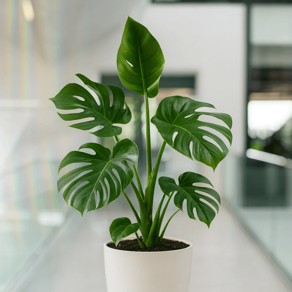 A woman with red hair and a black sleeveless top smiling confidently in a bright, modern indoor setting.