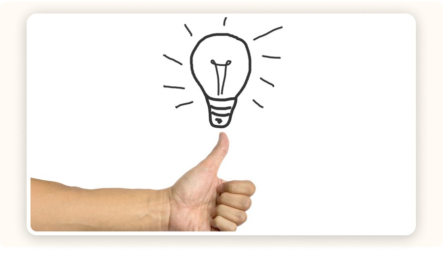 Lightbulb and a thumbs-up