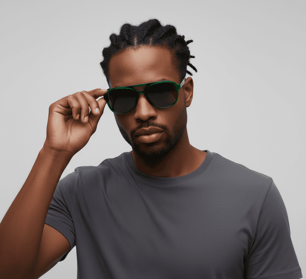 model wearing the sunglasses