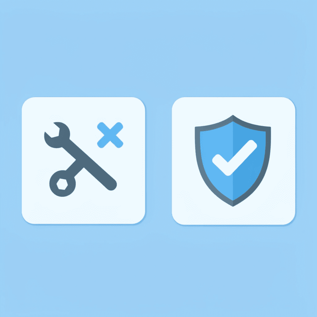 Before and after comparison showing cotton shrinkage, wrinkles, and faded prints on the left versus improved durability on the right