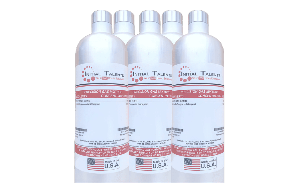 High-pressure cylinder of USA-made NIST-traceable calibration gas used for industrial gas detector calibration in Saudi Arabia