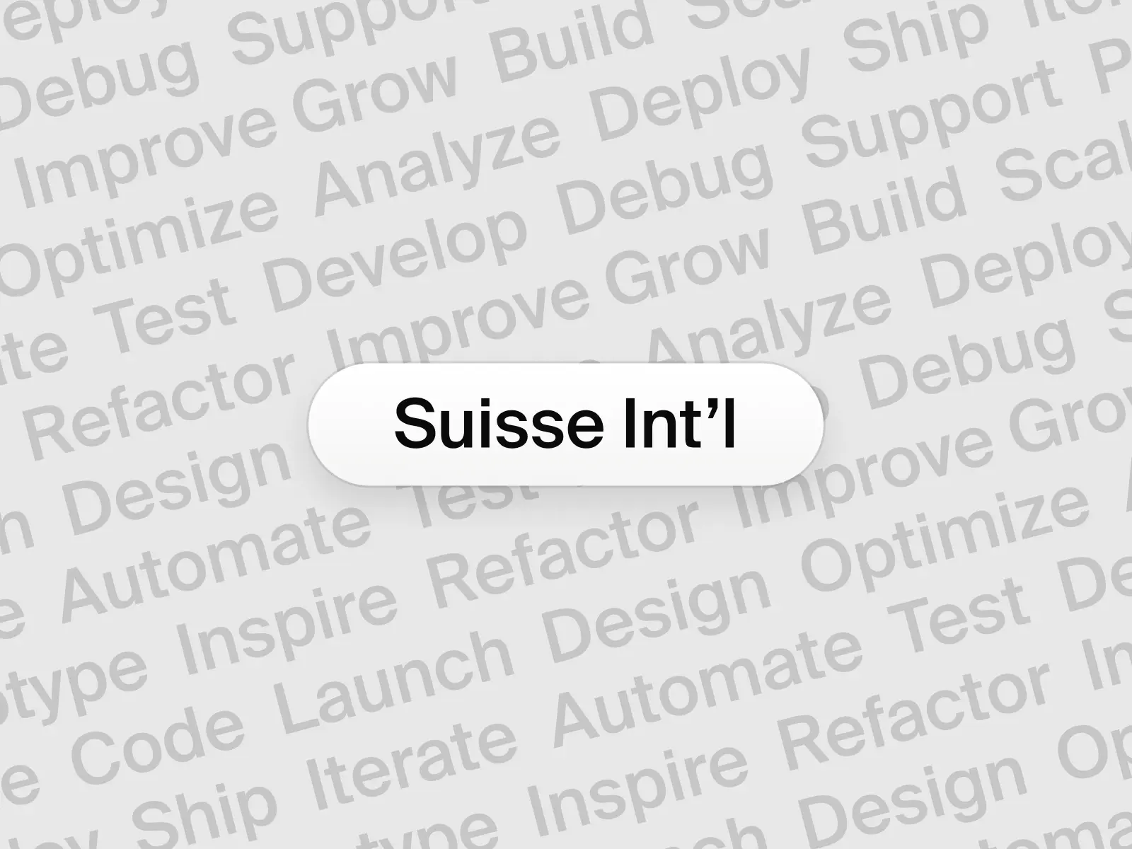 Suisse Int’l font preview with 3D soft UI button on light background with tech terms