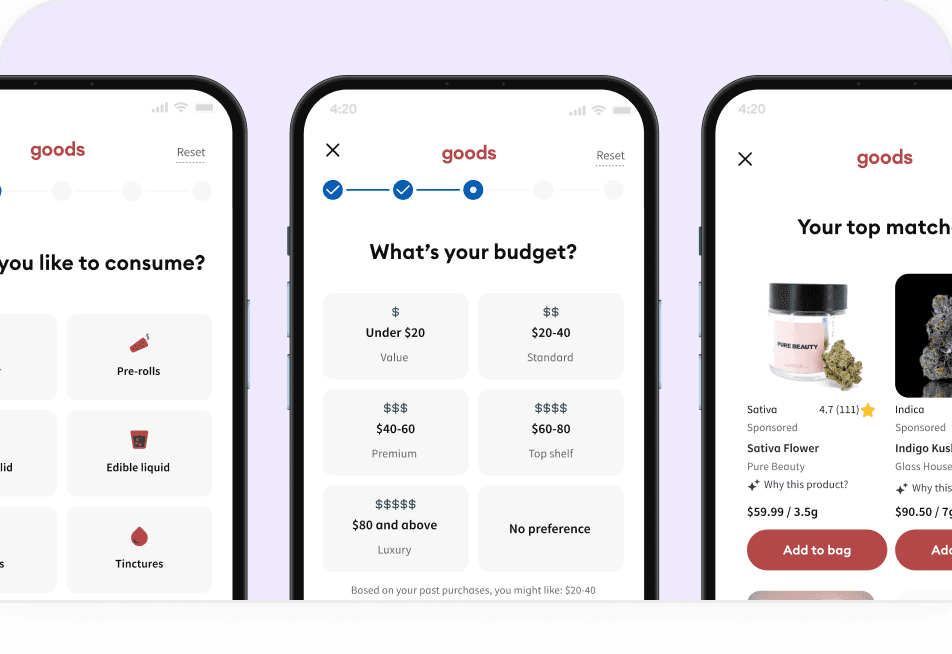 MyHigh personalized menu that adapts to each shopper